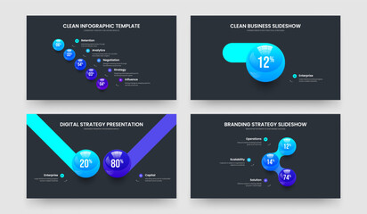 Clean Portfolio Five One Two Three Step Chart Slideshow Design Vector Illustration Collection. Elegant Forecast 5 1 2 3 Option Graph Presentation Template Set.