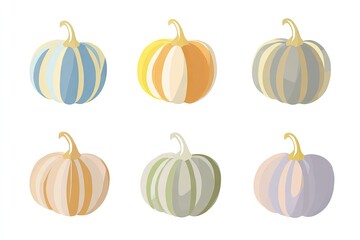 Assorted colorful pumpkins in a decorative design.