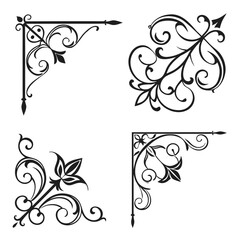 Black ornate decorative corner elements corner ornament
