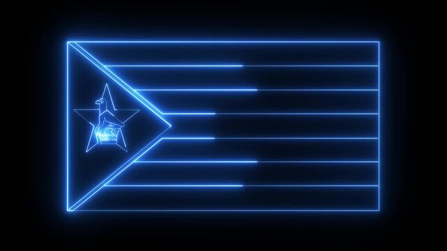 glowing neon Zimbabwe flag icon animation on black background. Neon Zimbabwe flag in trendy stylish colors. 4K Video motion graphic animation.