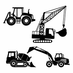 Construction vehicles crane excavator loader mixer