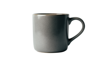 Gray ceramic coffee mug on white isolated background.