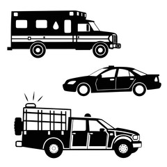 Emergency vehicle silhouettes ambulance police car © Akshay