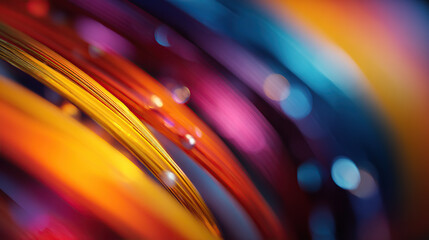 Colorful strands of material blend together in an abstract display of vivid hues
