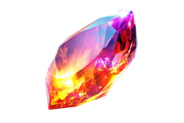 Luminous fantasy gem with magical aura levitating isolated on transparent background
