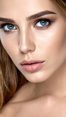 Fototapeta premium close up female face beauty natural make up