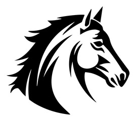 Horse head logo vector – sleek stylized stallion profile in bold black shapes