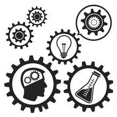 Gears and Icons representing Innovation and Science
