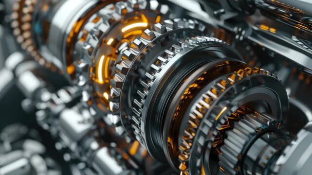 Close-up shot of machinery parts with interlocking gears