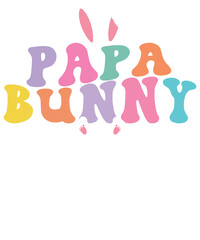 Papa Bunny Easter vintage Vector T-shirt Design	