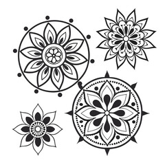 Intricate floral mandala designs circular symmetrical