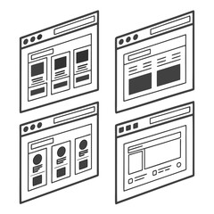 Isometric wireframe website layouts vector