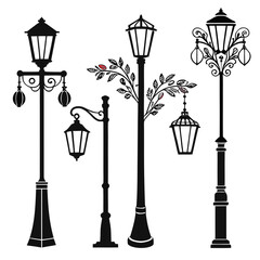 Ornate street lamps and lanterns street lights lampposts