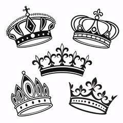 Royal crowns and tiaras silhouettes regal monarchy © Akshay