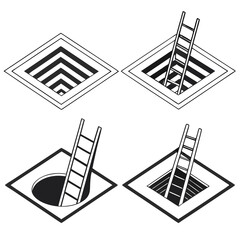 Square openings with ladders and depth perspective