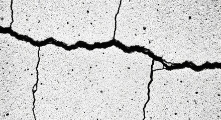 Obraz premium Cracked Concrete Surface with Rough Texture and Irregular Black Lines, Modern Grayscale Background