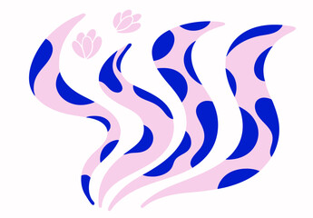Abstract Pink and Blue Floral Wave Design