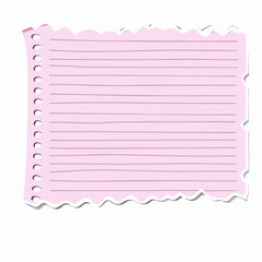 Torn Pink Lined Paper Notebook Sheet