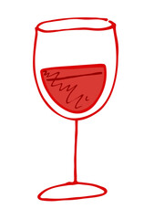 Hand-drawn Illustration of Red Wine Glass