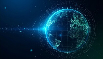 Global network and data connections around the Earth, representing technology, communication and the digital world.