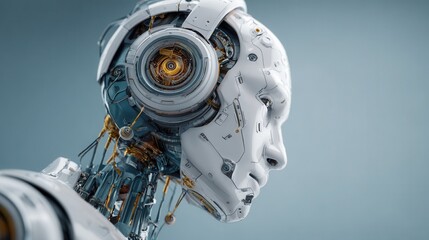 Fototapeta premium futuristic robot head profile view