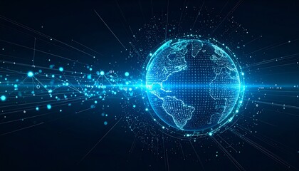 An abstract image of the digital globe that is full of complex web of connecting lines. It demonstrates a complex, data-driven world