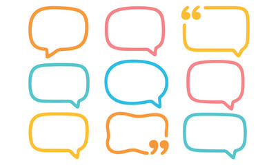 Obraz premium Colorful Speech Bubble Set Quote Box Outline Vector Collection