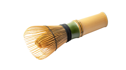 Bamboo Matcha Whisk Tool isolated on a transparent background