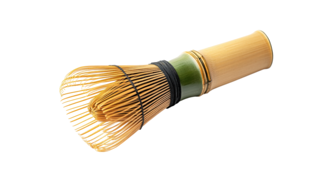 Bamboo Matcha Whisk Tool isolated on a transparent background
