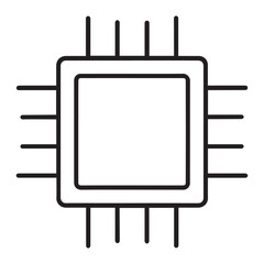 Computer Hardware Outline Icon – Minimal Tech Component Vector