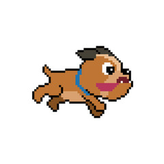 Pixel art cute bulldog vector in retro style