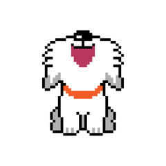 Pixel art cute smiling dog vector in retro style