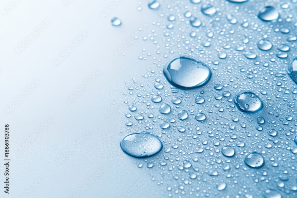 Wall mural water droplets forming a shiny layer on surfaces, creating a stunning textured background design