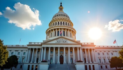 Obraz premium United States Capitol Building Washington DC Iconic Landmark Sunny Day