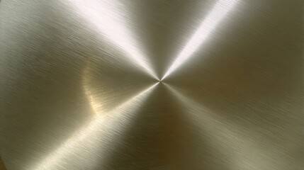 An abstract metallic circular structure with polished steel surface, reflecting geometric patterns under cool lighting.