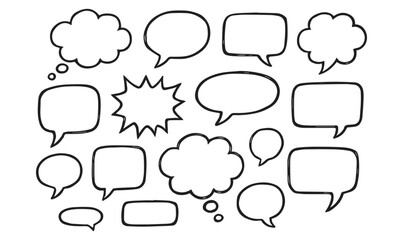 Fototapeta premium Hand Drawn Speech Bubble Set | Comic Talk Balloon Outline Collection