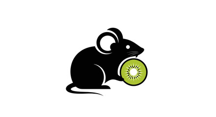 Creative Logo Design of a Mouse and a Kiwi Slice.