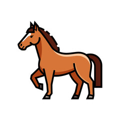 Obraz premium Illustration of a brown horse with a black mane and tail, standing with one leg raised.