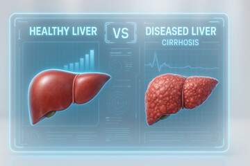 Healthy vs Diseased Liver: Cirrhosis Illustration, Medical Visual Comparison [Illustration]