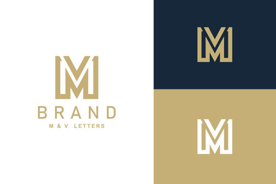 mv vm monogram logo design Vector illustration template