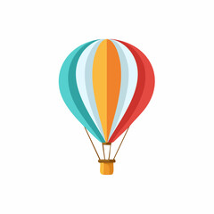 Naklejka premium Colorful hot air balloon flat design vector icon for travel and adventure