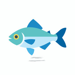 Fototapeta premium Stylized blue and green fish illustration with yellow eye swimming gracefully