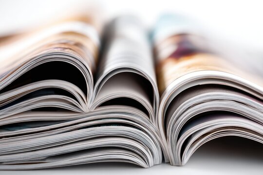 Close-up of open magazine pages