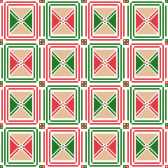 Christmas geometric pattern of bold vertical frame and triangle with dots. Pattern seamless vector. Christmas color theme, festival, motifs, modern, cute concept for fabric texture, wrapping paper.