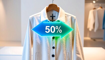 Cream jacket with 50% off graphic