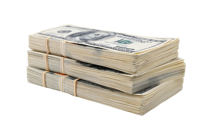 Stacked bundles of united states hundred dollar bills represent wealth finance and economic prosperity
