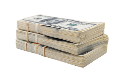 Stacked bundles of united states hundred dollar bills represent wealth finance and economic prosperity