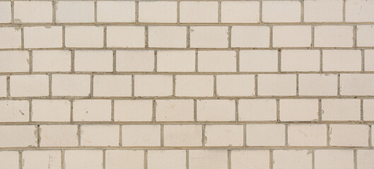 Old white brick wall texture background. Silicate brick blocks wall bg, ancient bricks fence