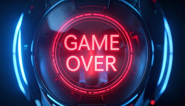 Game Over illuminated on a futuristic interface, a symbol of finality