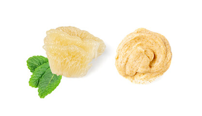 Yellow pomelo body scrub texture smear isolated